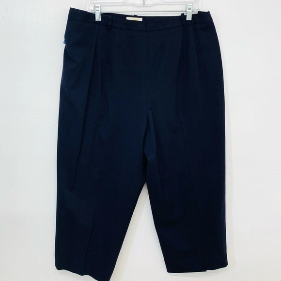 Talbots Pants Wool Blend Navy Blue Crop  Size 18‎ Lined Side Zip Career Casual - Picture 1 of 12
